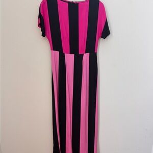 Christopher John Rogers Target Pink Black Stripe Maxi Dress Size 4 NWT